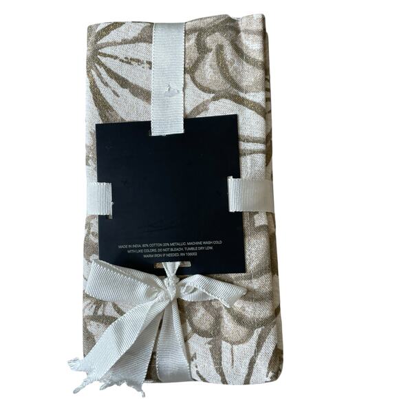 Rachel Zoe Fall Pumpkin Cotton Dinner Napkins 18x18 Beige Gold Fleck Set of 8 - Picture 12 of 12